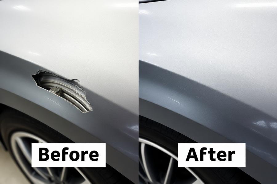 Antes e depois do reparo